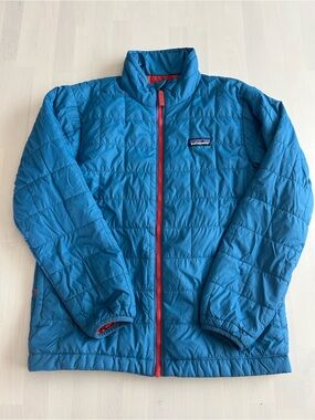 Patagonia Kids' Blue Insulated Jacket with Red Zip